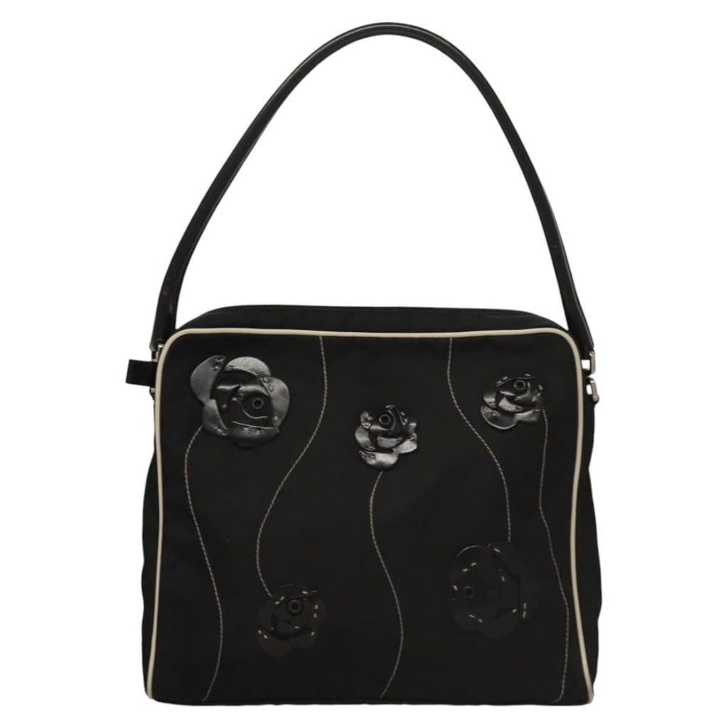 Prada Vintage Shoulder Bag Nylon And Leather Black Nylon Shoulder Bag Bag (Pre-Owned)