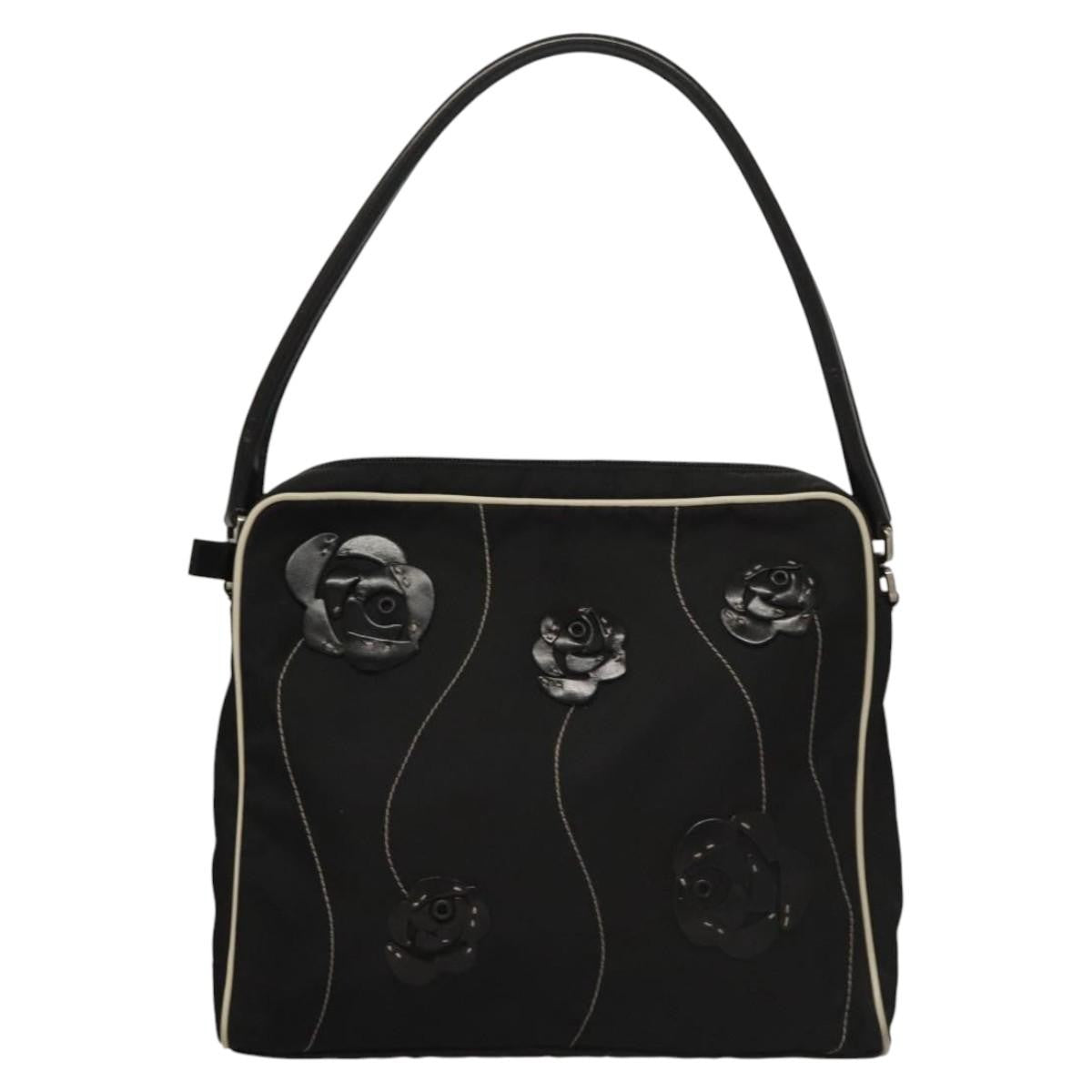 Prada Vintage Shoulder Bag Nylon And Leather Black Nylon Shoulder Bag Bag (Pre-Owned)
