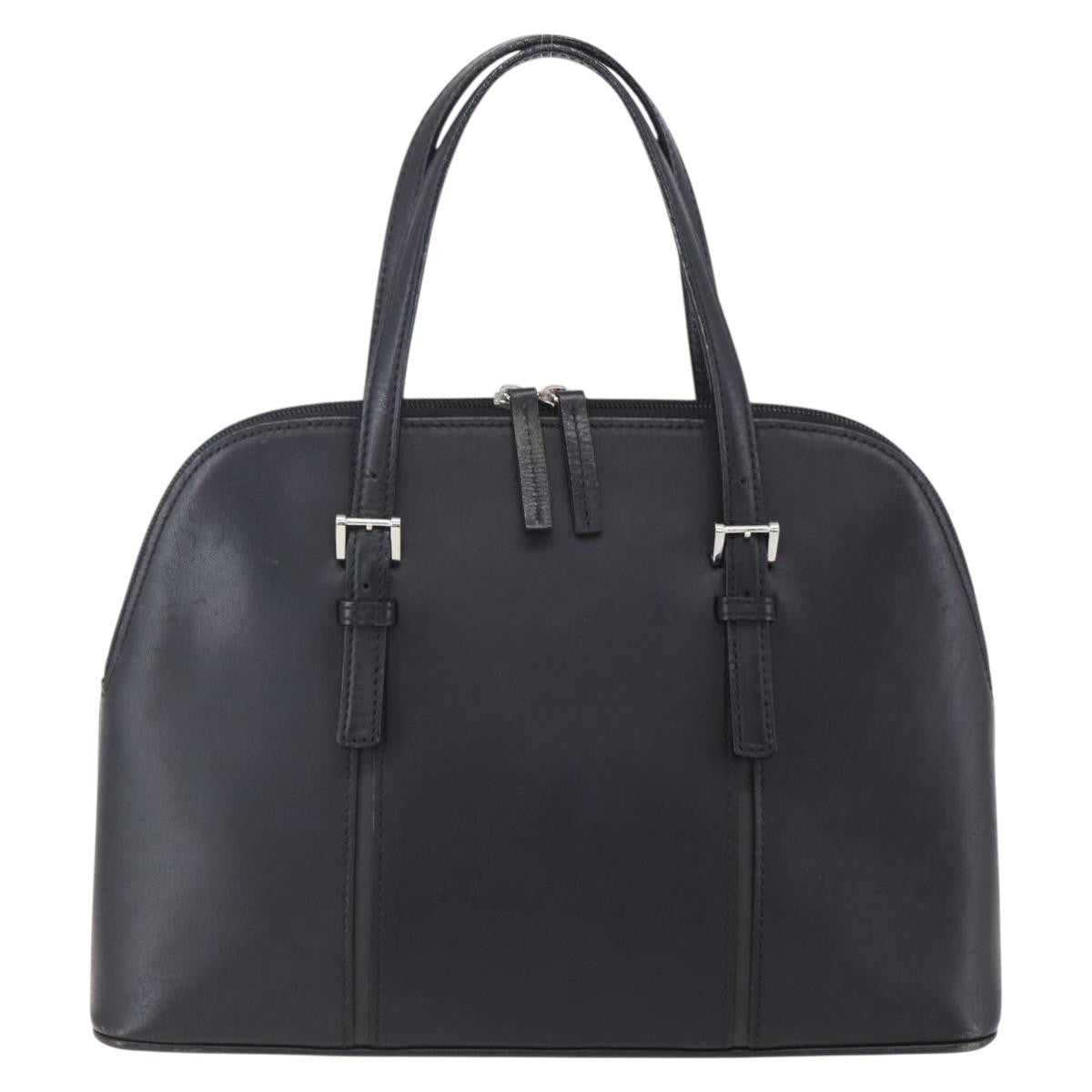 Burberry Vintage Handbag Leather Black Leather Handbag (Pre-Owned)