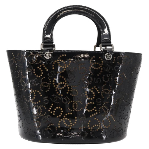 Chanel Cc No.5 Shopping Tote Perforated Patent Black Patent_Leather Tote Bag Bag (Pre-Owned)