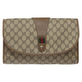 Gucci Sherry Line Pouch Canvas Beige Canvas Clutche & Pouche Bag (Pre-Owned)