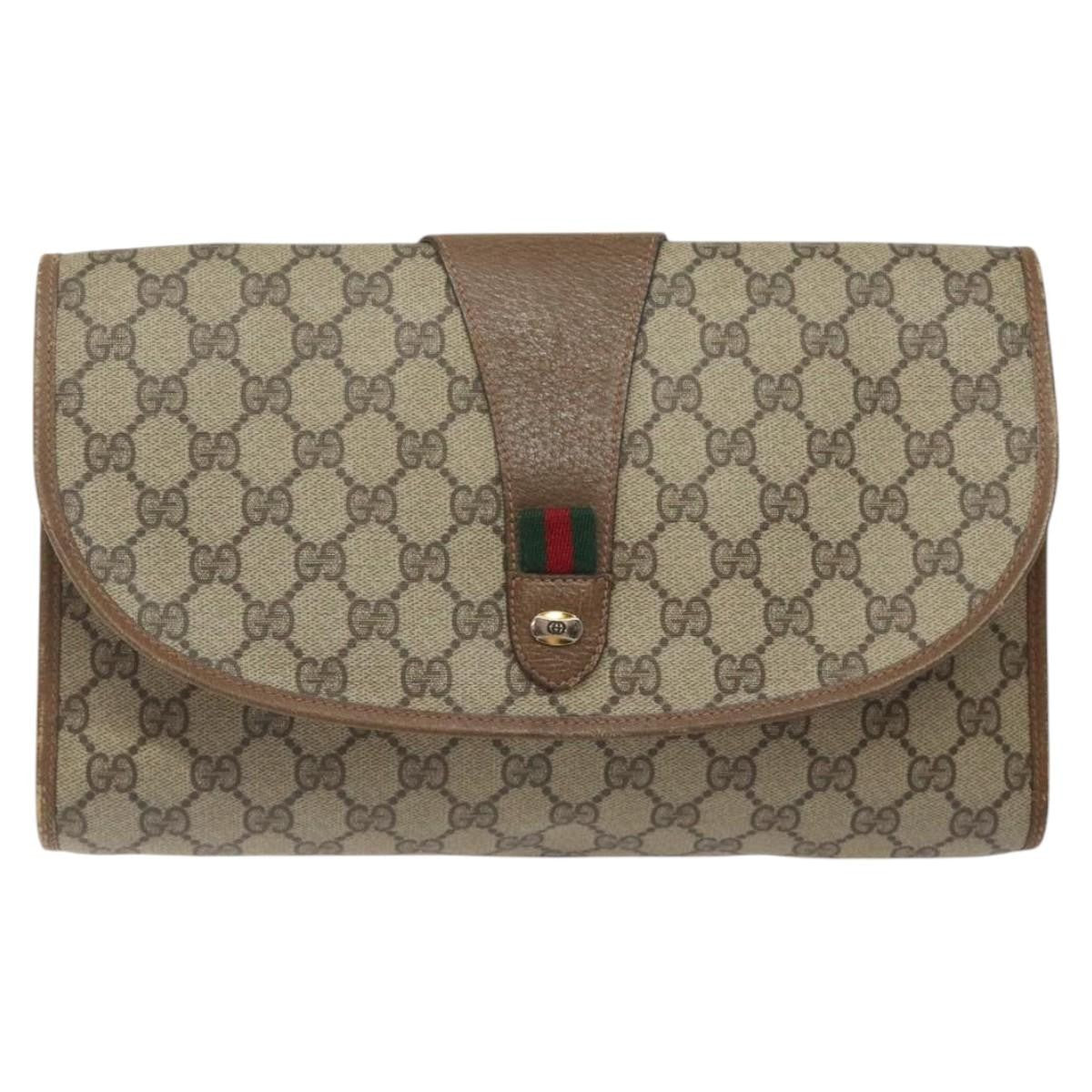 Gucci Sherry Line Pouch Canvas Beige Canvas Clutche & Pouche Bag (Pre-Owned)
