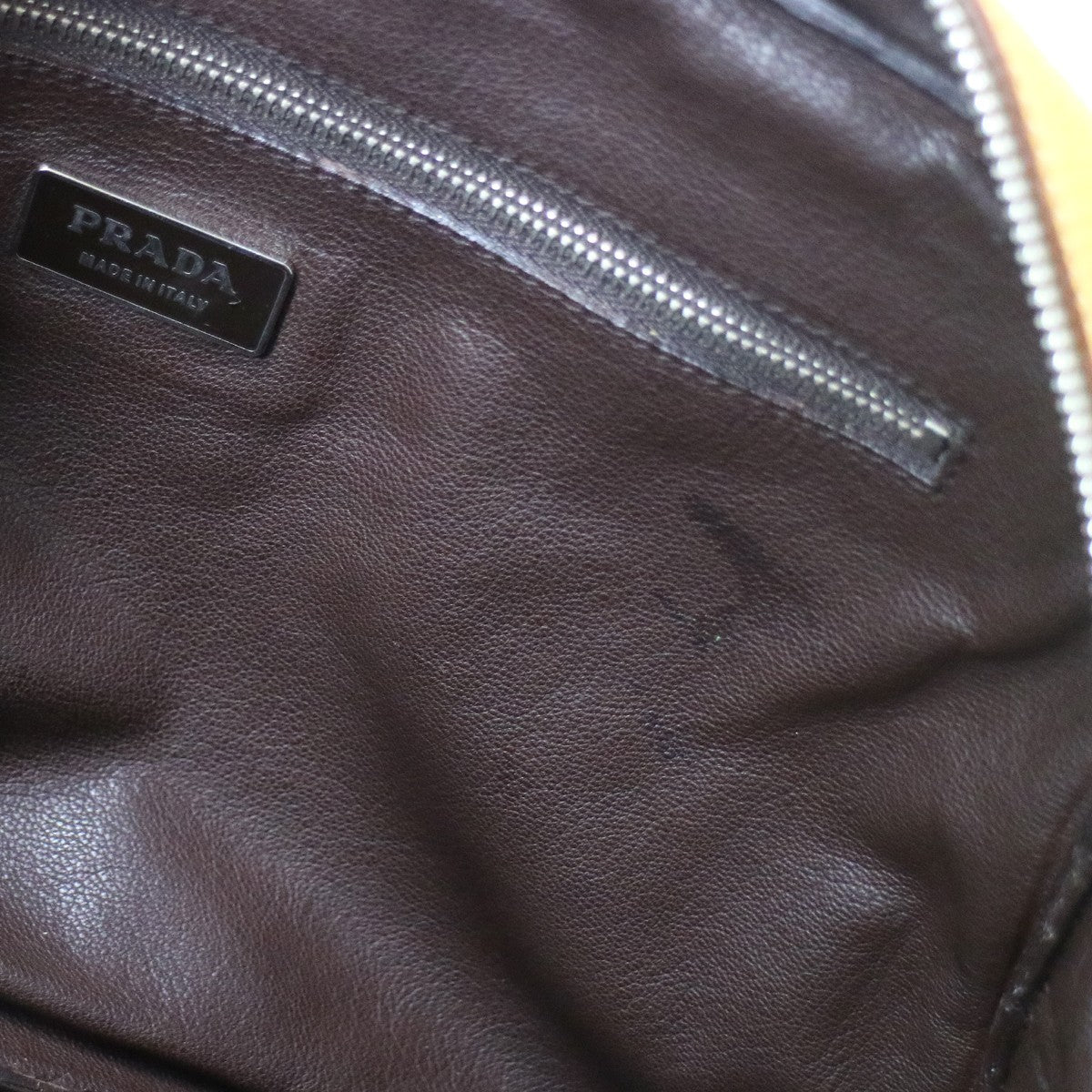Prada Bowler Bag Saffiano Leather Beige Leather Handbag (Pre-Owned)