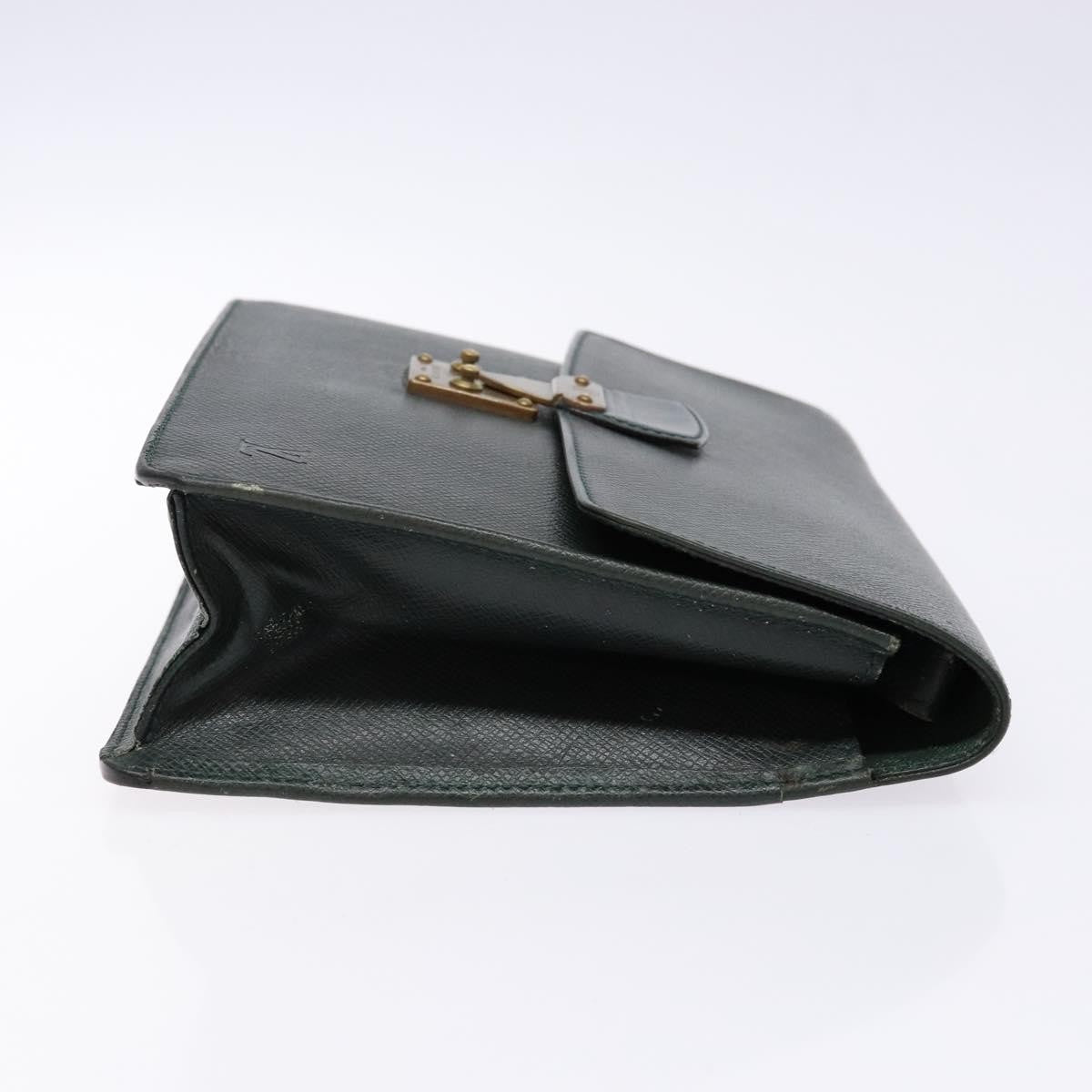 Louis Vuitton Kourad Pouch Taiga Green Leather Clutche & Pouche Bag (Pre-Owned)