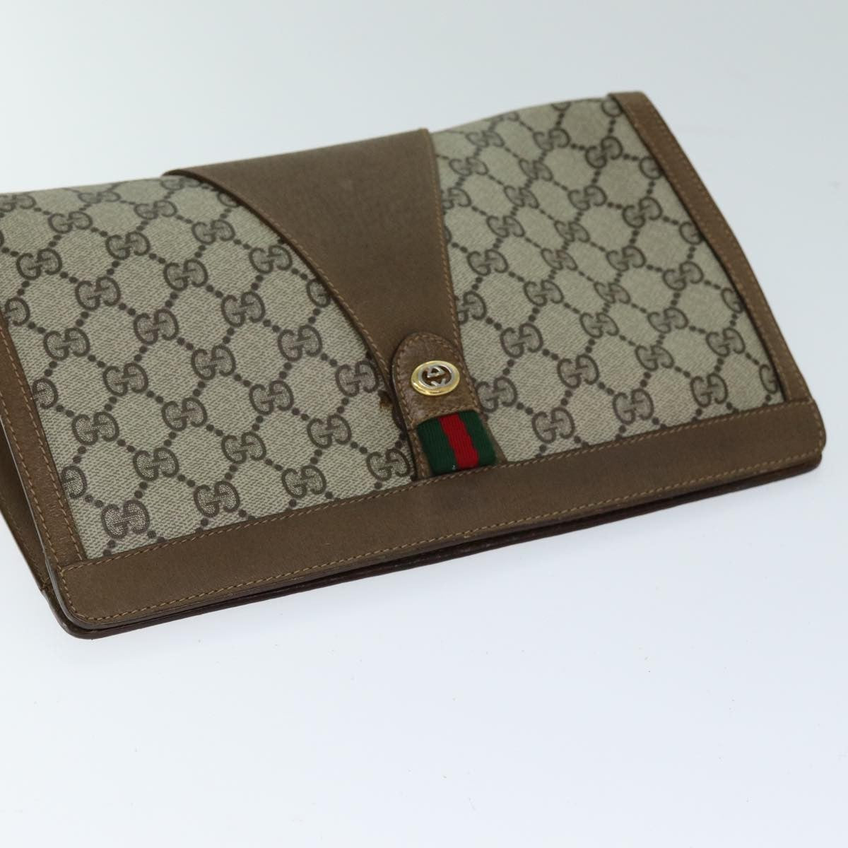 Gucci Sherry Line Pouch Canvas Beige Canvas Clutche & Pouche Bag (Pre-Owned)