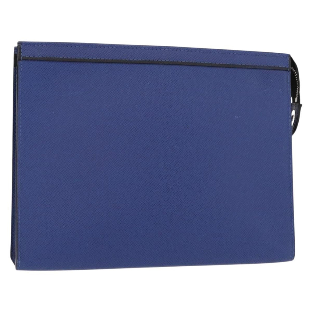 Louis Vuitton Pochette Voyage Taiga Leather Blue Leather Clutche & Pouche Bag (Pre-Owned)