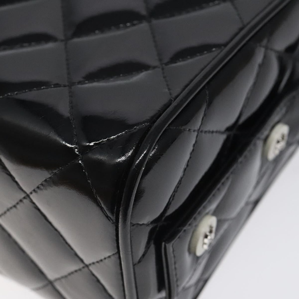 Chanel Vintage Metal Box Bag Quilted Patent Black Patent_Leather Handbag (Pre-Owned)