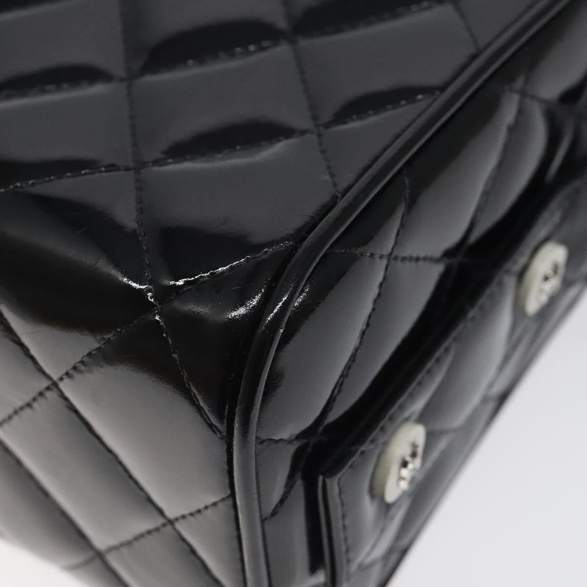 Chanel Vintage Metal Box Bag Quilted Patent Black Patent_Leather Handbag (Pre-Owned)