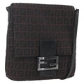 Fendi Vintage Flap Crossbody Bag Zucchino Canvas Brown Canvas Shoulder Bag Bag (Pre-Owned)