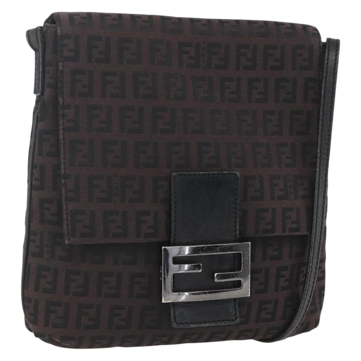 Fendi Vintage Flap Crossbody Bag Zucchino Canvas Brown Canvas Shoulder Bag Bag (Pre-Owned)