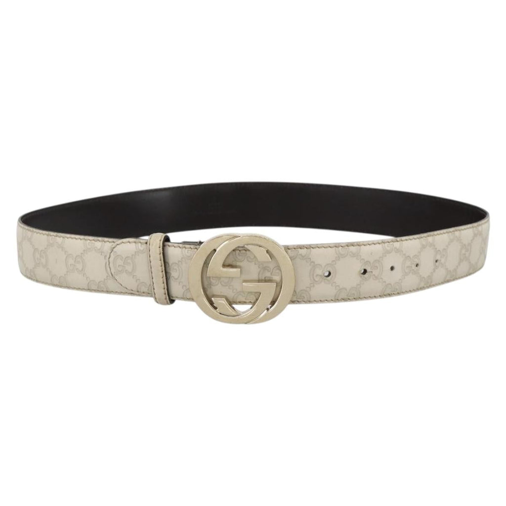 Gucci Vintage Interlocking G Reversible Belt Leather White Leather Belts Accessory (Pre-Owned)