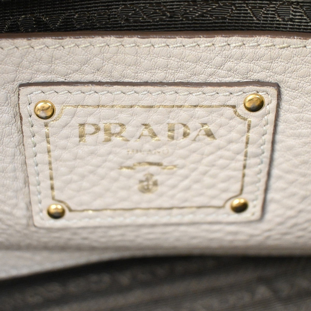 Prada Convertible Open Shopping Tote Vitello Daino Beige Leather Tote Bag Bag (Pre-Owned)