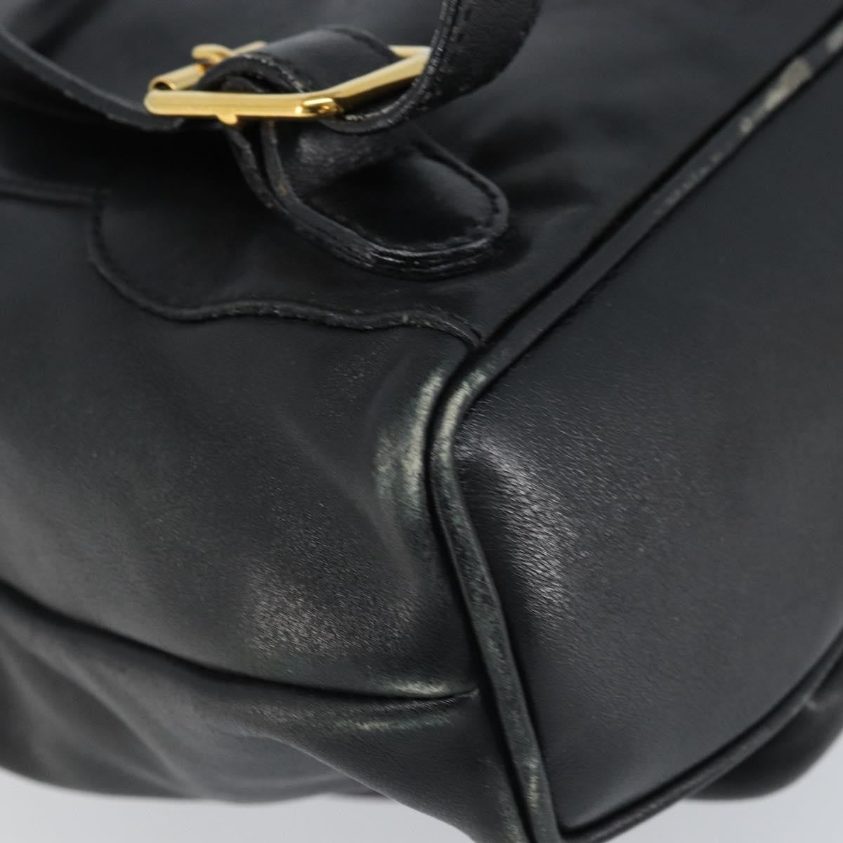 Gucci Vintage Bamboo Backpack Leather Black Leather Backpack Bag (Pre-Owned)
