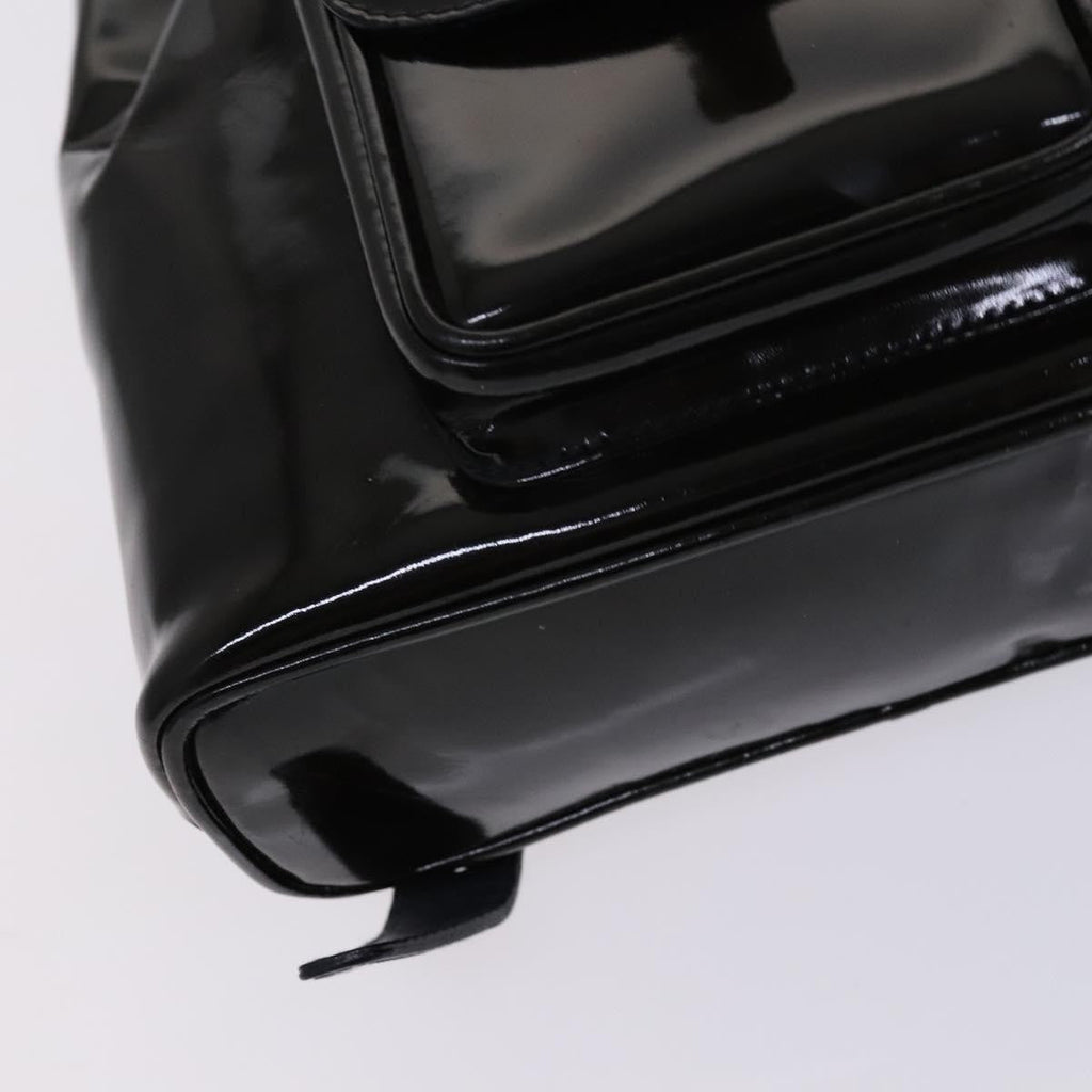 Gucci Vintage Bamboo Backpack Patent Black Patent_Leather Backpack Bag (Pre-Owned)
