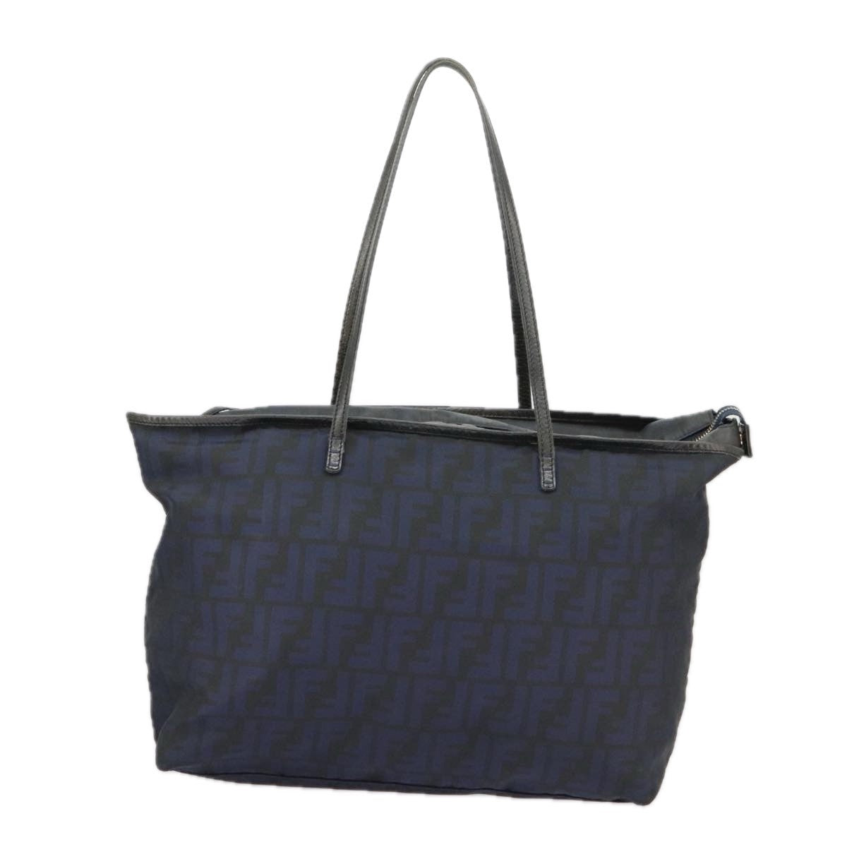 Fendi Zucca Tote Bag Ff Motif Navy Canvas Tote Bag Bag (Pre-Owned)