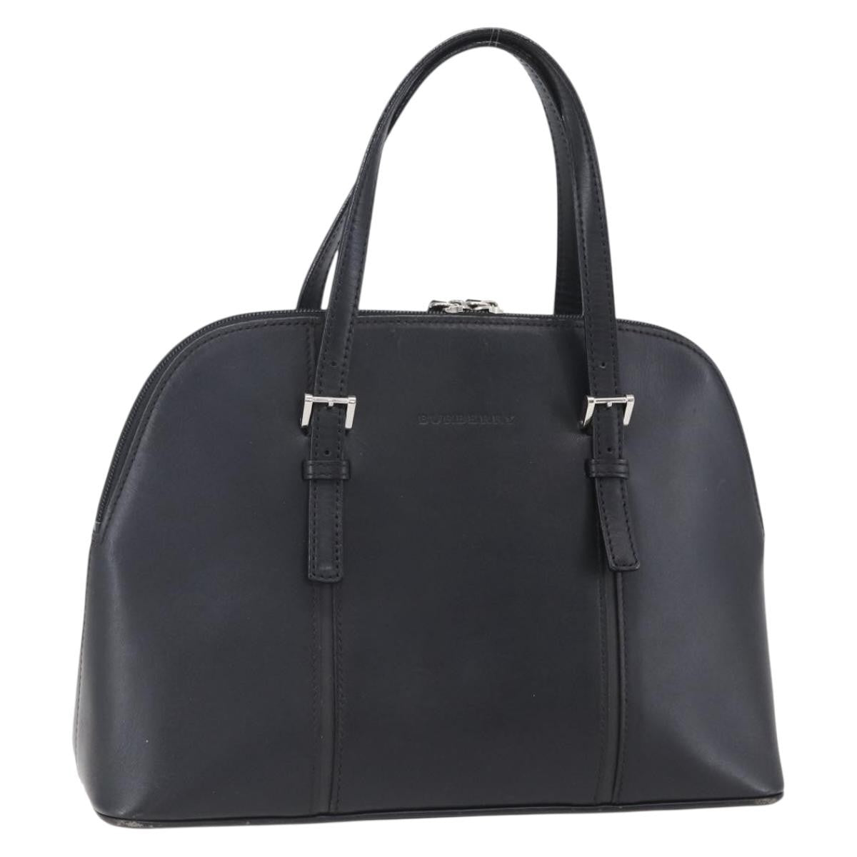 Burberry Vintage Handbag Leather Black Leather Handbag (Pre-Owned)