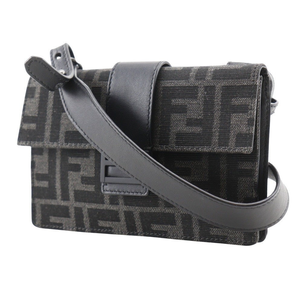 Fendi Baguette Convertible Belt Bag Zucca Canvas Black Canvas Shoulder Bag Bag (Pre-Owned)
