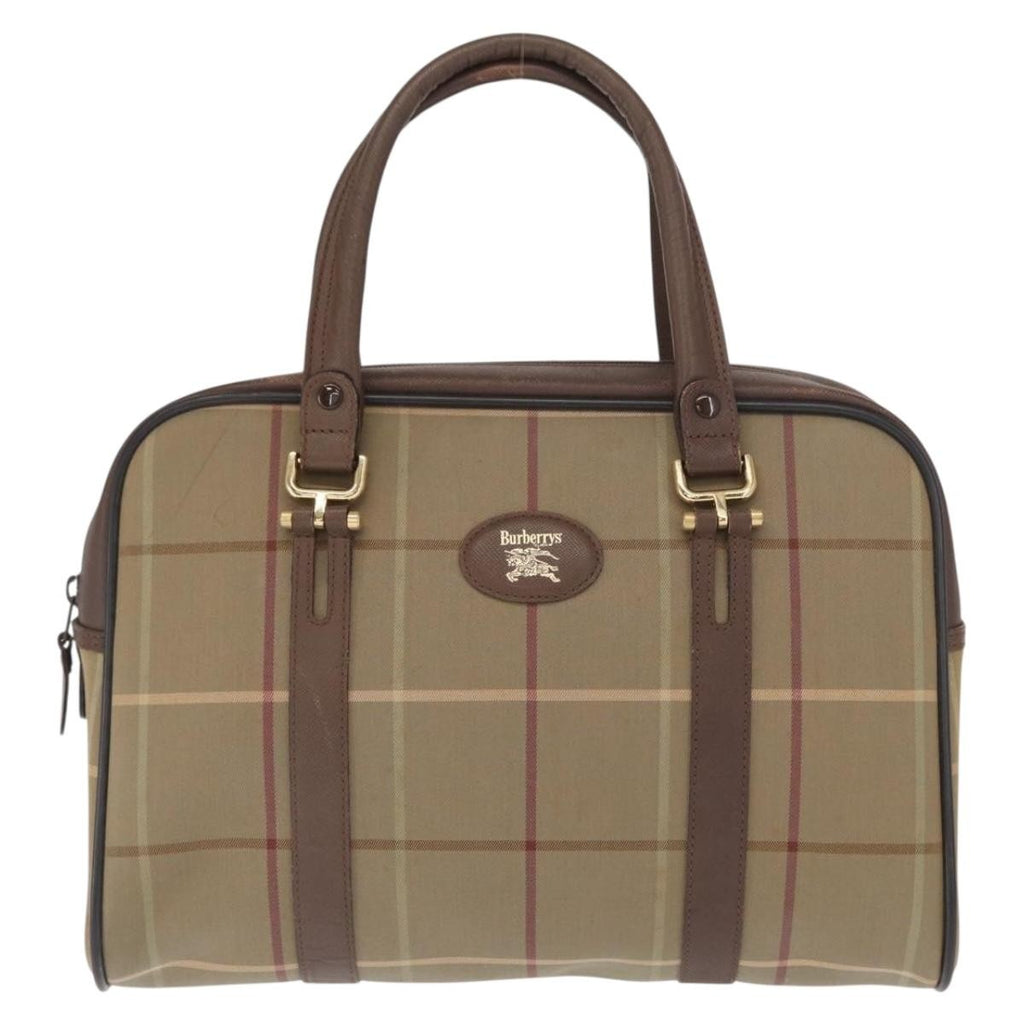 Burberry Nova Handbag Canvas Khaki Canvas Handbag (Pre-Owned)