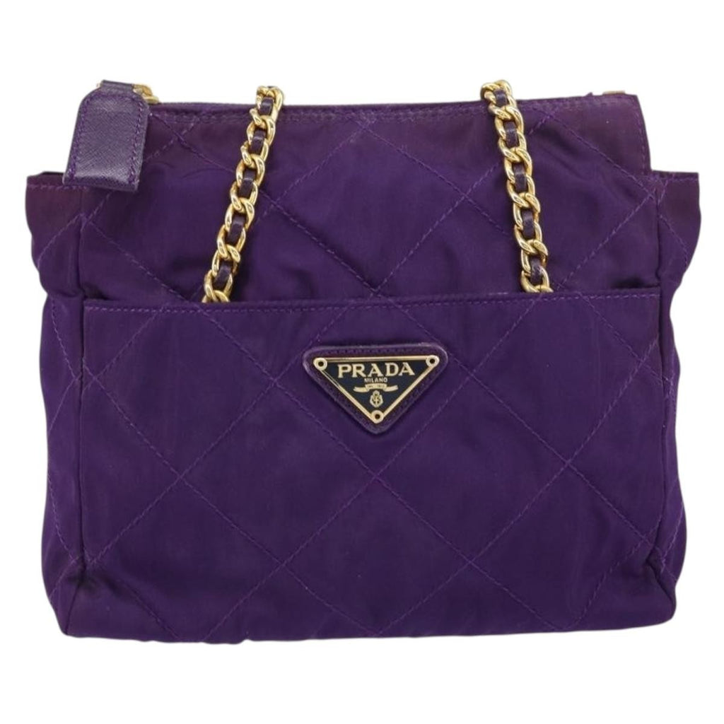 Prada Re-Edition 1995 Chain Tote Quilted Re-Nylon Purple Nylon Shoulder Bag Bag (Pre-Owned)