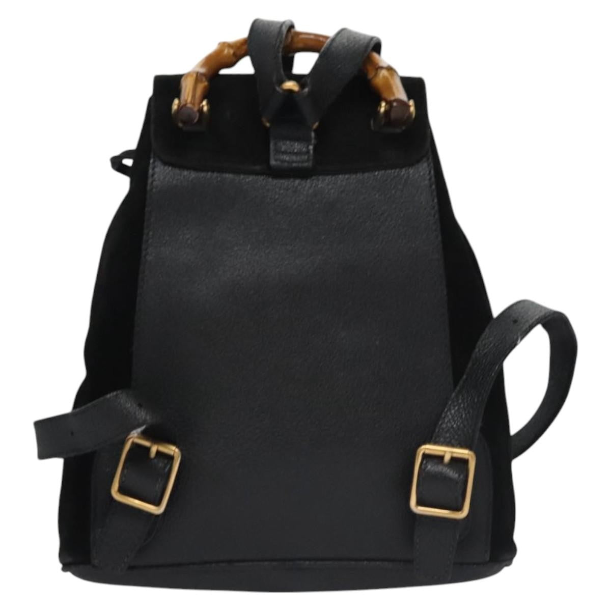 Gucci Gucci Bamboo Backpack Daim Black Suede Backpack Bag (Pre-Owned)