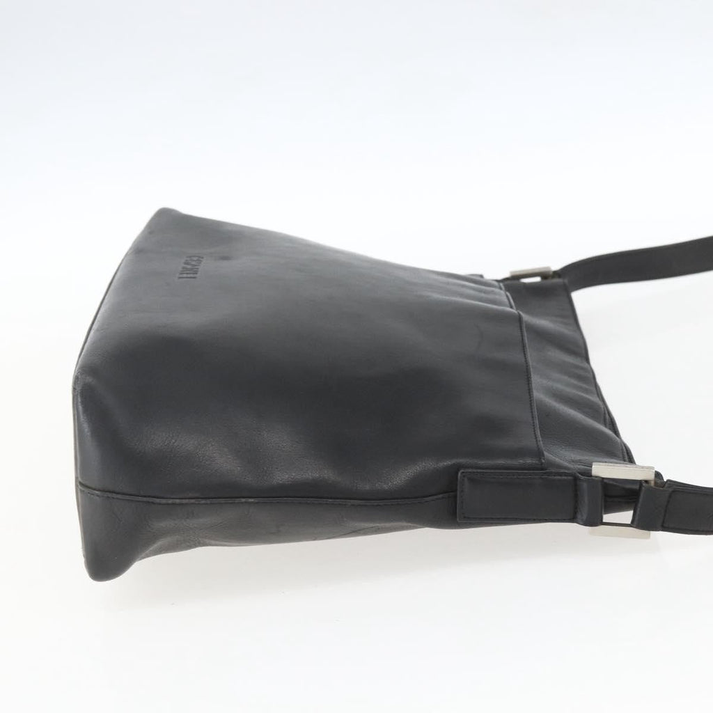 Chanel Vintage Shoulder Bag Leather Black Leather Shoulder Bag Bag (Pre-Owned)
