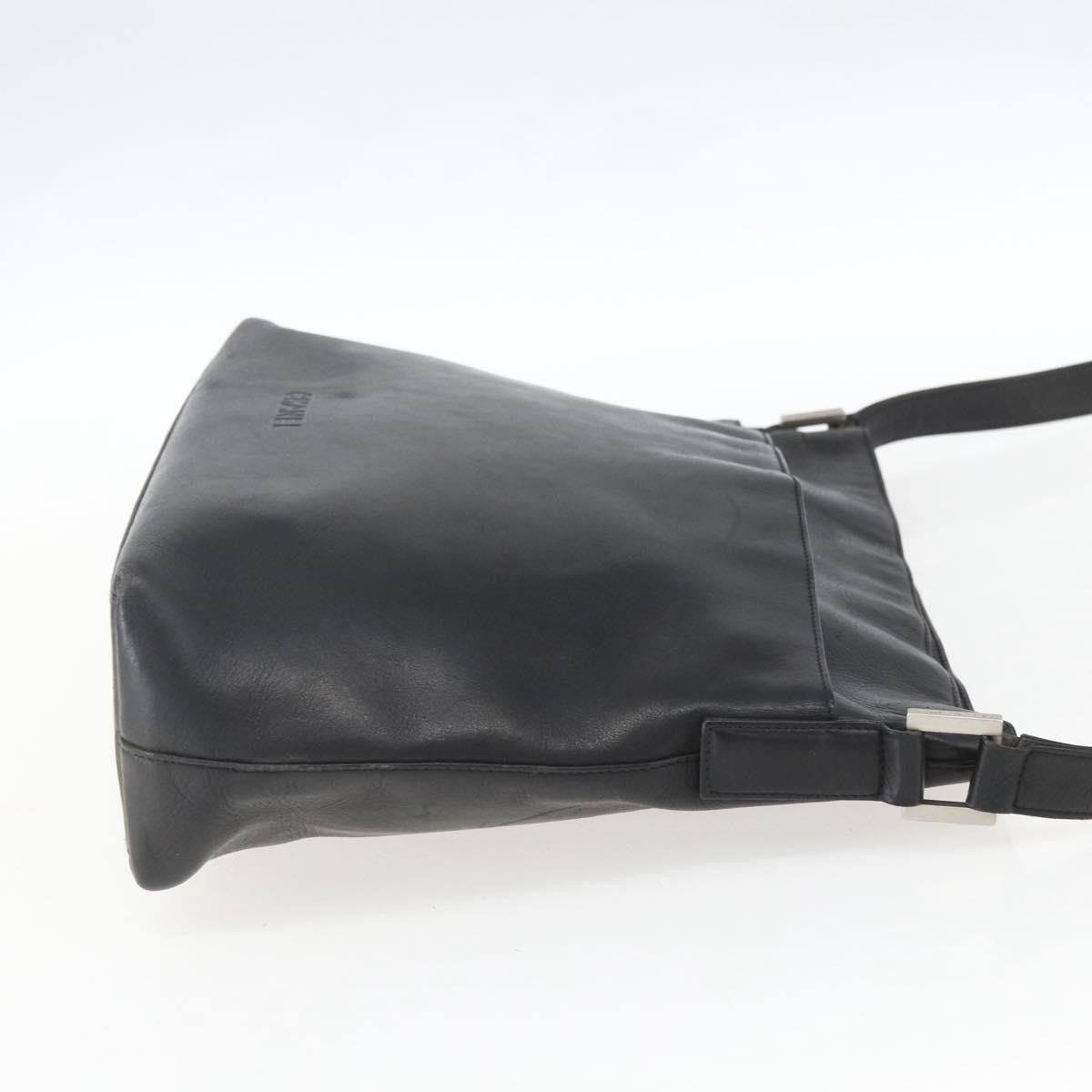 Chanel Vintage Shoulder Bag Leather Black Leather Shoulder Bag Bag (Pre-Owned)