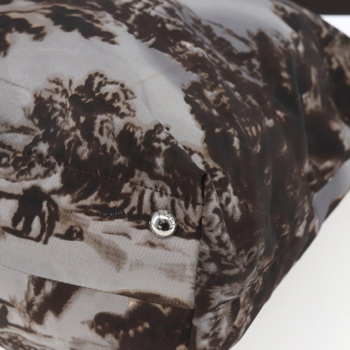 Prada Convertible Tote Printed Tessuto Brown Nylon Tote Bag Bag (Pre-Owned)