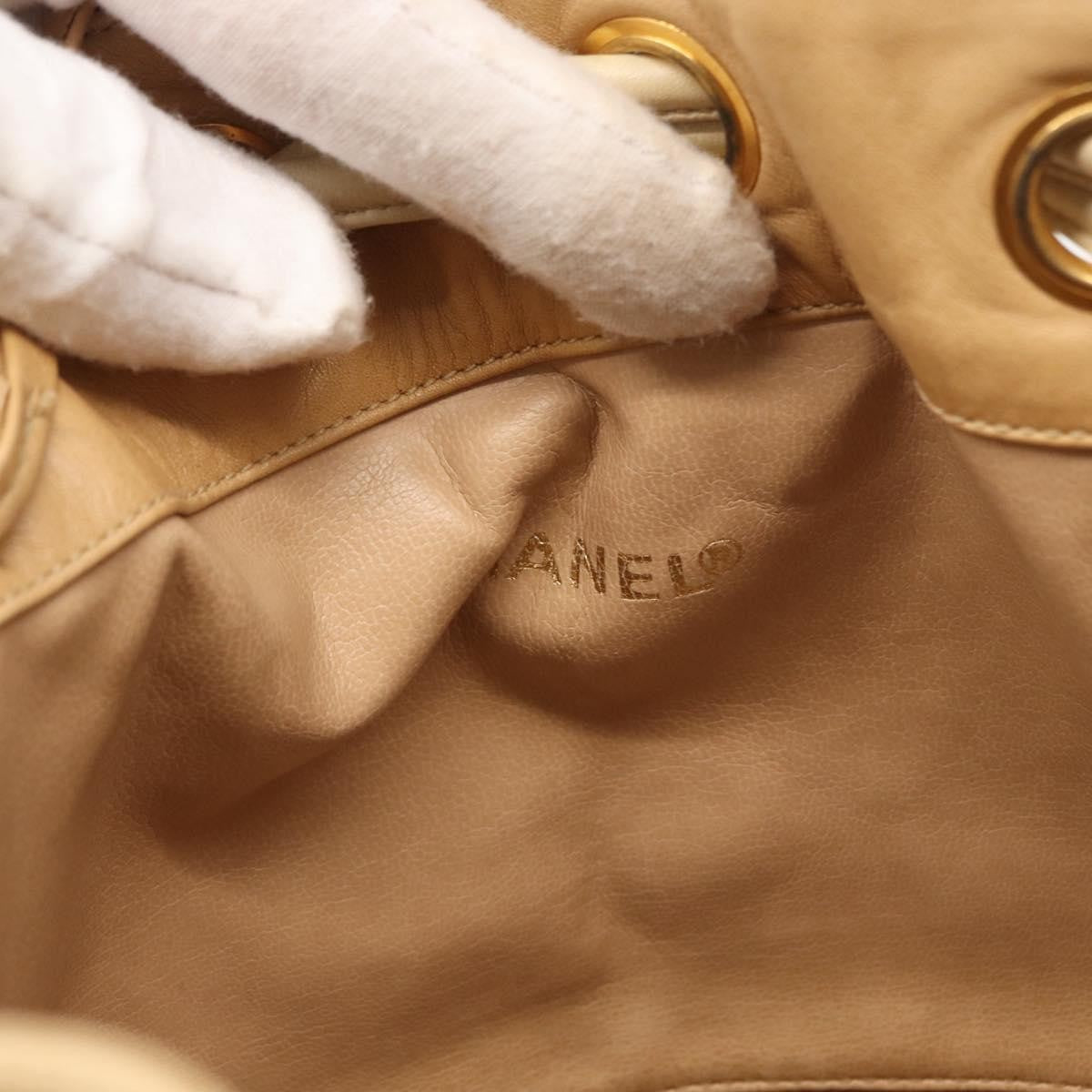 Chanel Gabrielle Drawstring Bag Quilted Calfskin Beige Leather Shoulder Bag Bag (Pre-Owned)