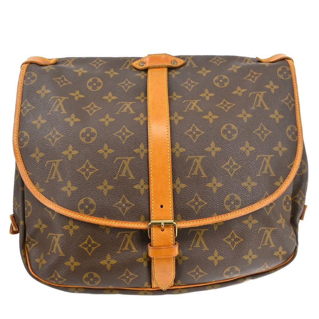 Louis Vuitton Saumur Handbag Monogram Canvas Brown Canvas Shoulder Bag Bag (Pre-Owned)