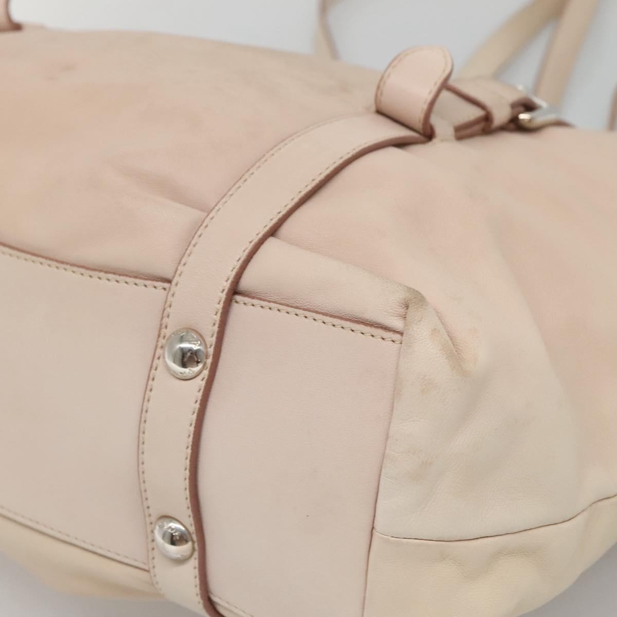 Prada Buckle Strap Shoulder Bag Leather Beige Leather Shoulder Bag Bag (Pre-Owned)