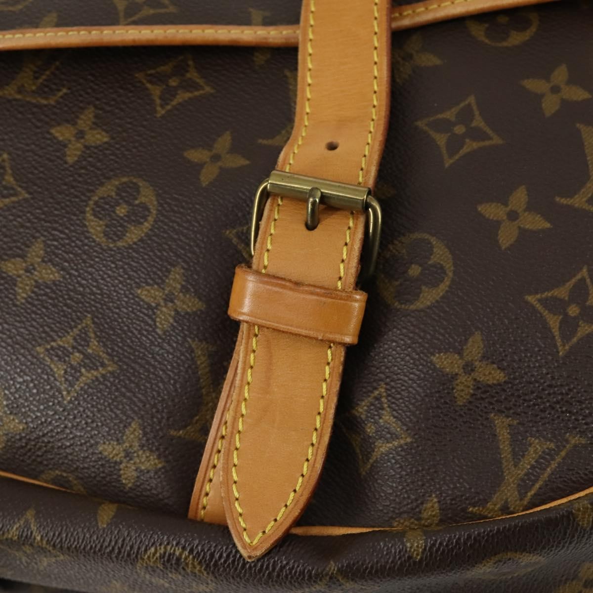 Louis Vuitton Saumur Handbag Monogram Canvas Brown Canvas Shoulder Bag Bag (Pre-Owned)