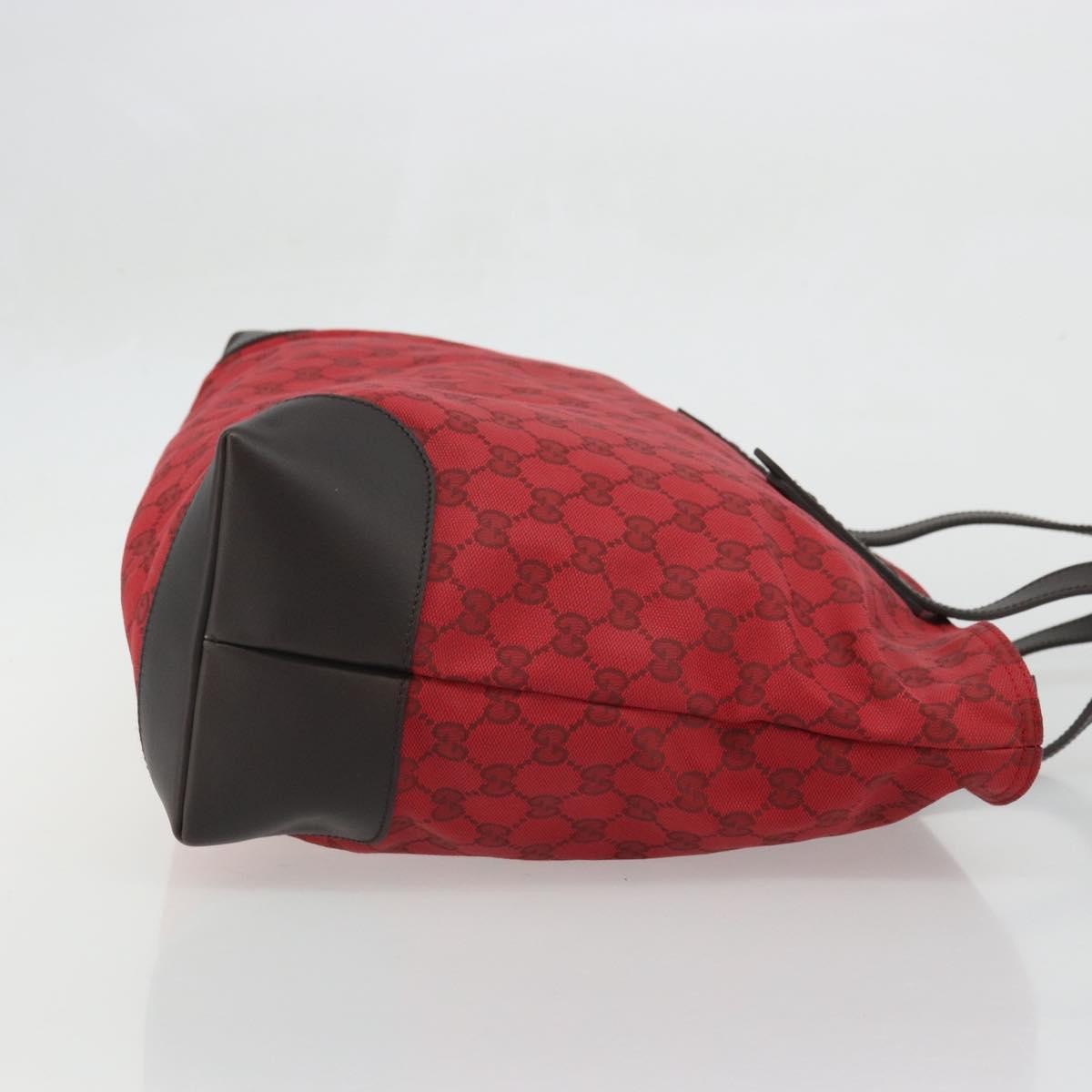 Gucci Original Zip Tote Gg Canvas With Leather Red Canvas Tote Bag Bag (Pre-Owned)