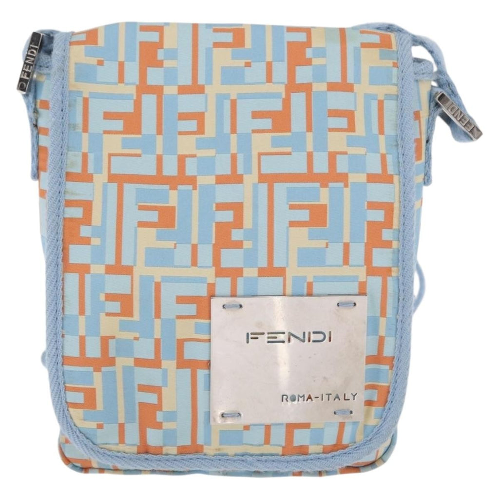Fendi Logo Zucca Shoulder Bag Zucca Blue Canvas Shoulder Bag Bag (Pre-Owned)