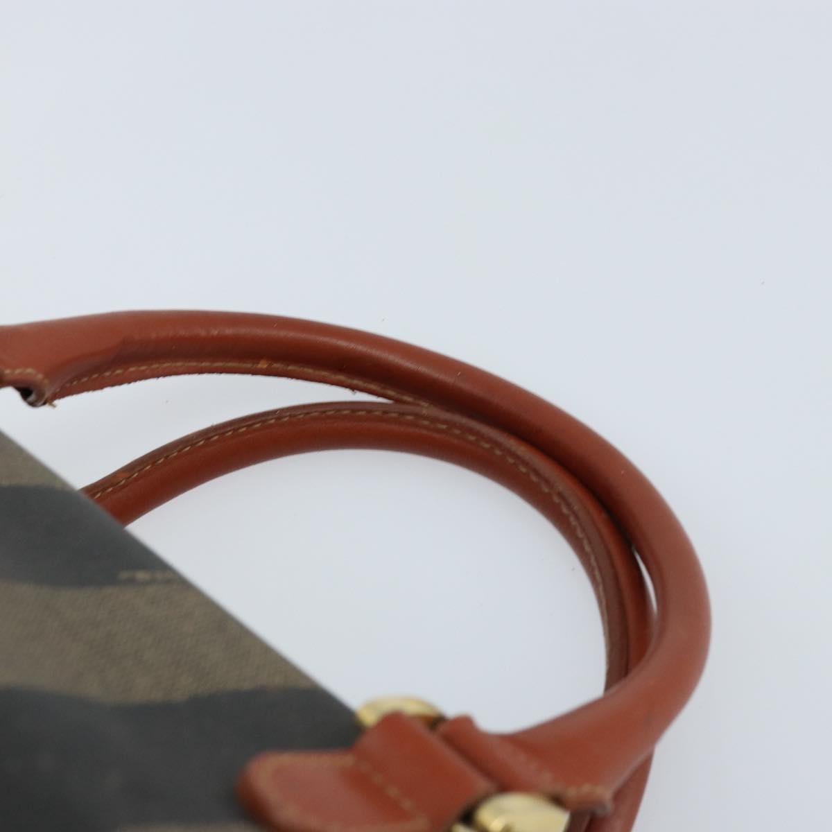 Fendi Vintage Pequin Convertible Boston Bag Coated Canvas Brown Canvas Handbag (Pre-Owned)