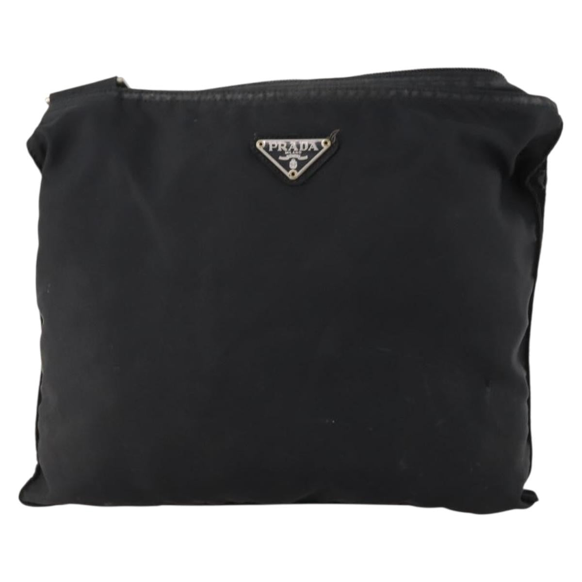 Prada Flat Messenger Bag Tessuto Black Nylon Shoulder Bag Bag (Pre-Owned)