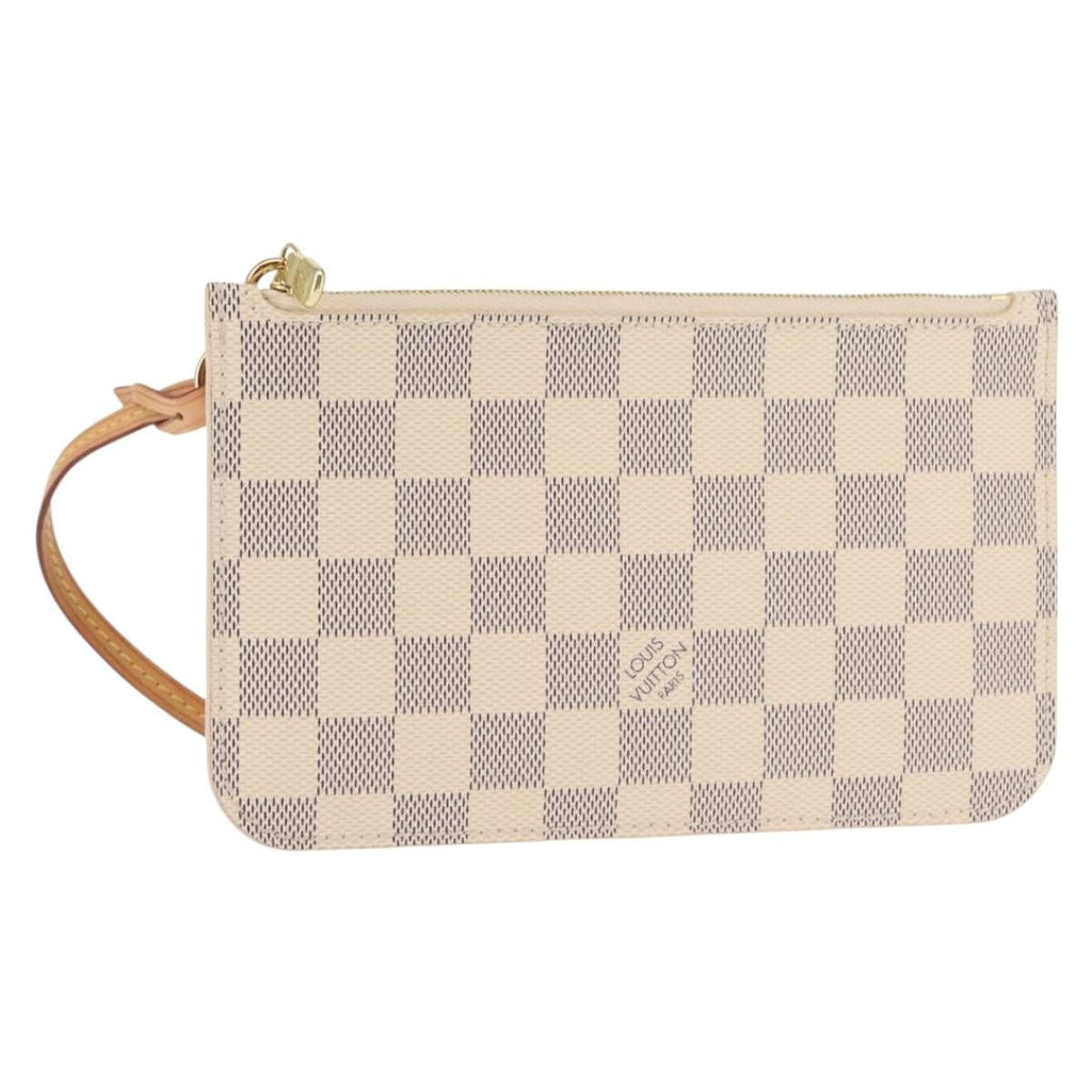 Louis Vuitton Neverfull Pochette Damier White Canvas Clutche & Pouche Bag (Pre-Owned)