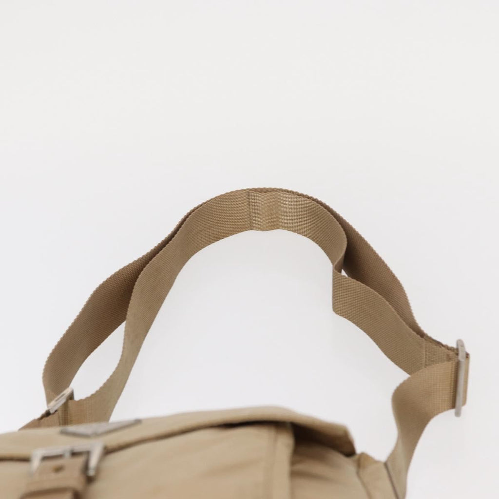 Prada Buckle Messenger Bag Tessuto Beige Nylon Shoulder Bag Bag (Pre-Owned)