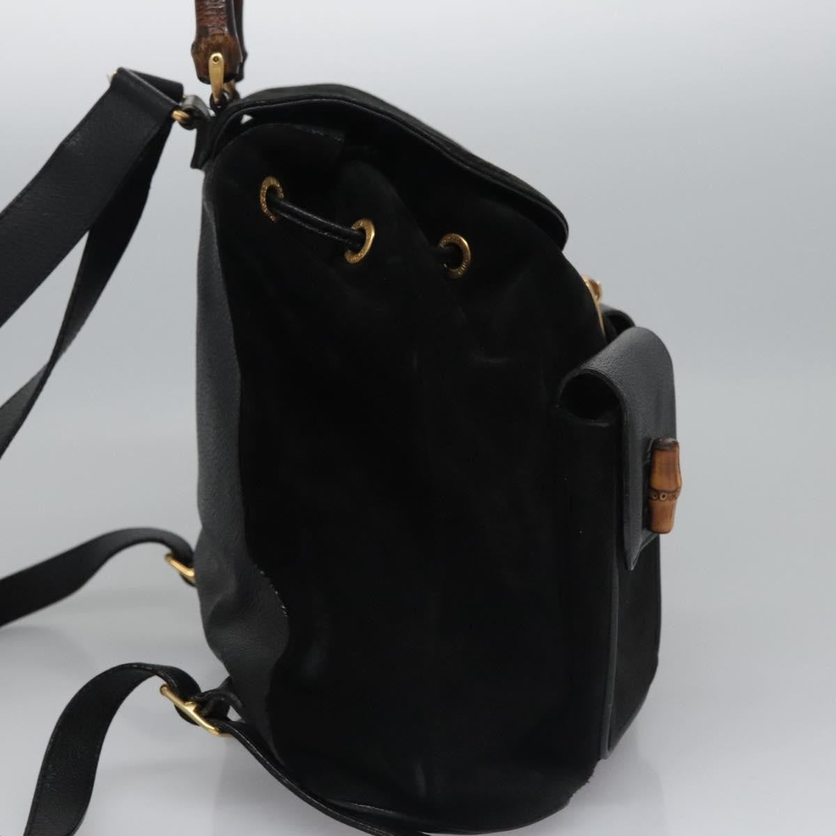 Gucci Vintage Bamboo Backpack Suede Black Suede Backpack Bag (Pre-Owned)