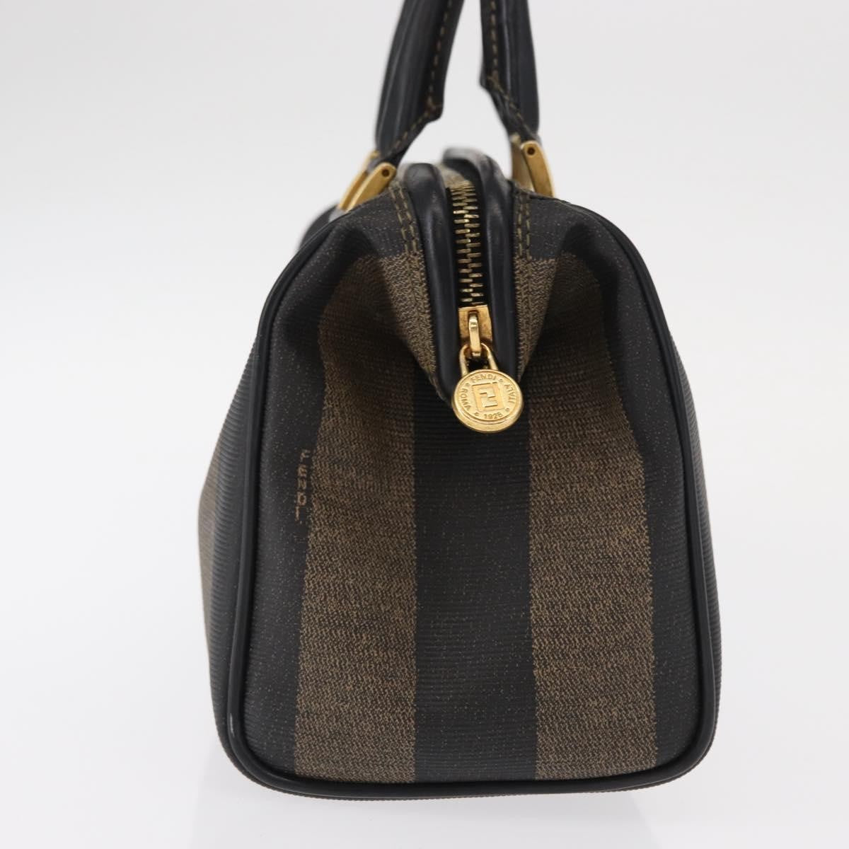 Fendi Vintage Pequin Convertible Boston Bag Coated Canvas Brown Canvas Travel Bag Bag (Pre-Owned)