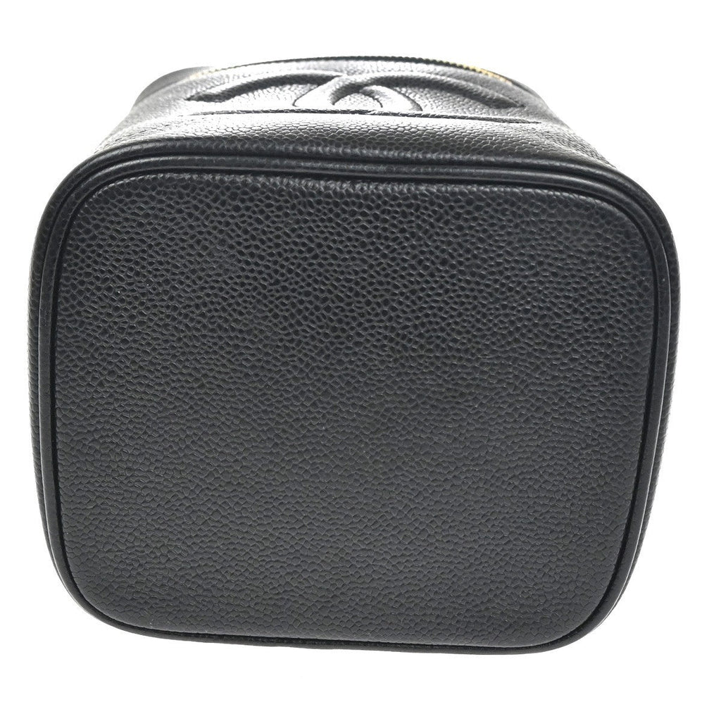 Chanel Vintage Timeless Cosmetic Case Caviar Black Leather Handbag (Pre-Owned)