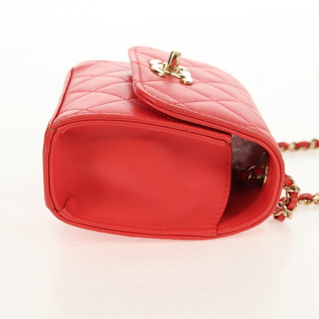 Chanel Trendy Cc Clutch With Chain Quilted Lambskin Red Leather Clutche & Pouche Bag (Pre-Owned)