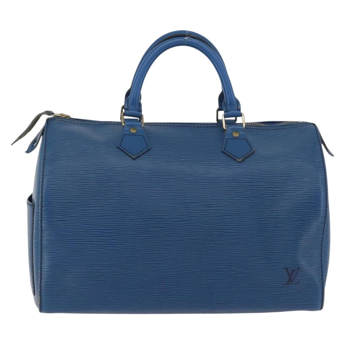 Louis Vuitton Speedy Handbag Epi Leather Blue Leather Handbag (Pre-Owned)