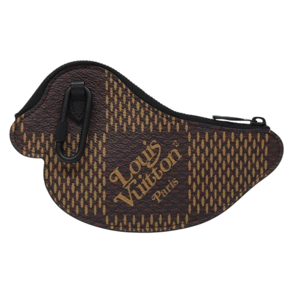 Louis Vuitton Nigo Duck Coin Holder Printed Leather And Limited Edition Giant Damier Black Canvas Wallets Accessory (Pre-Owned)