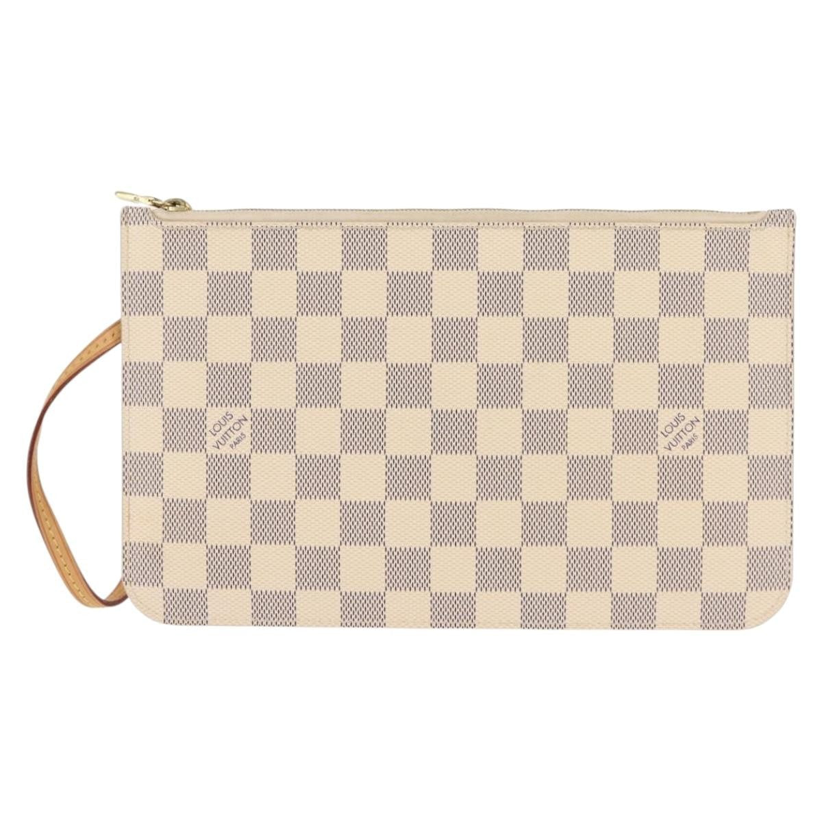 Louis Vuitton Neverfull Pochette Damier White Canvas Clutche & Pouche Bag (Pre-Owned)