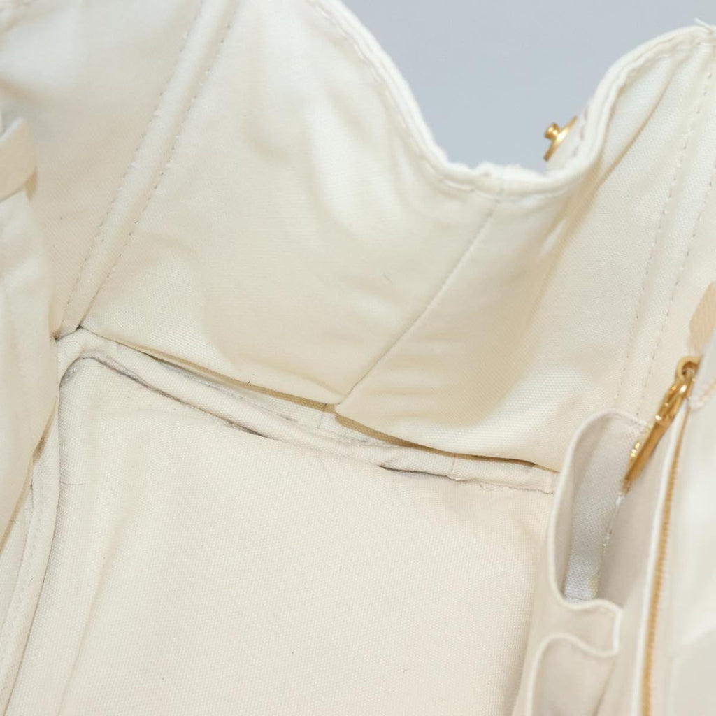 Prada Canapa Tote Canvas White Canvas Tote Bag Bag (Pre-Owned)