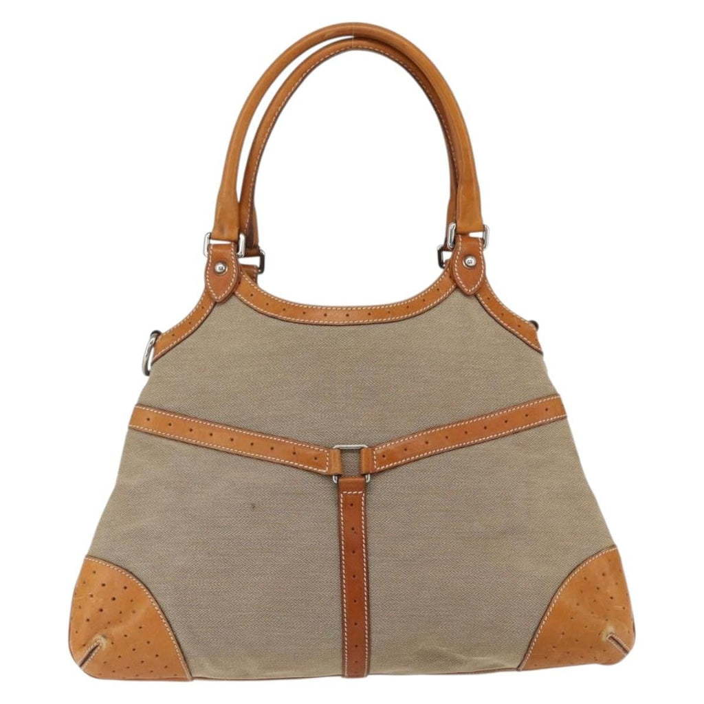 Gucci Reins Web Shoulder Bag Canvas Beige Canvas Shoulder Bag Bag (Pre-Owned)