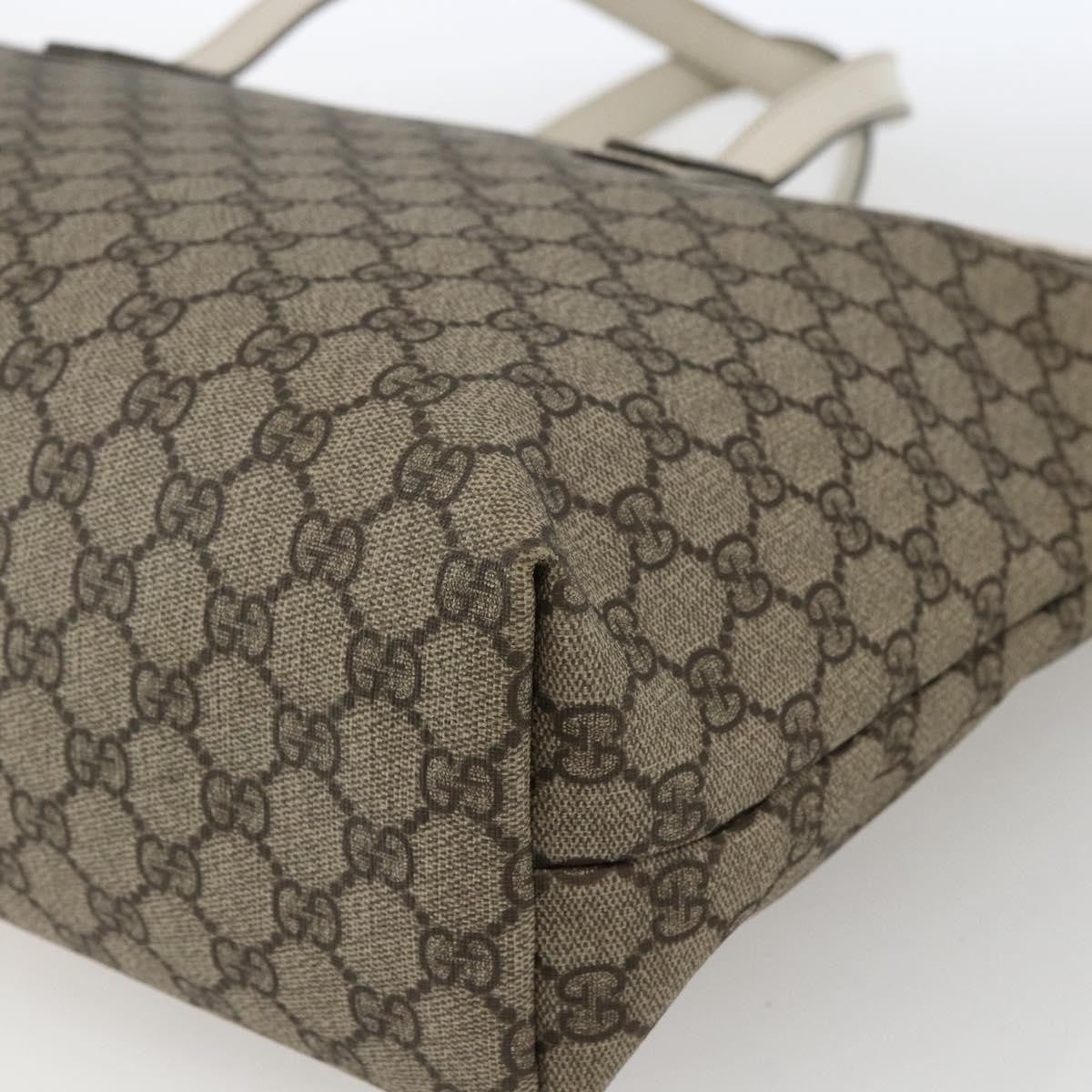 Gucci Plus Tote Gg Coated Canvas With Leather Beige Canvas Tote Bag Bag (Pre-Owned)