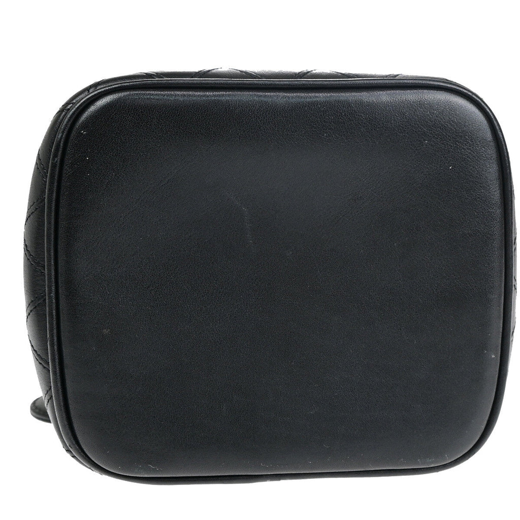 Chanel Vanity Pouch Leather Black Leather Bag (Pre-Owned)