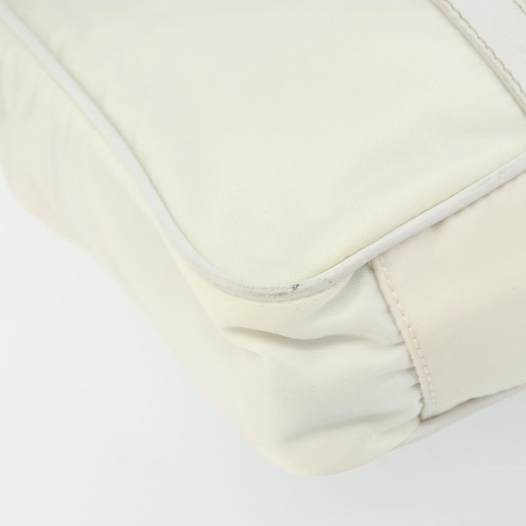 Prada Vintage Tote Tessuto With Leather White Nylon Tote Bag Bag (Pre-Owned)
