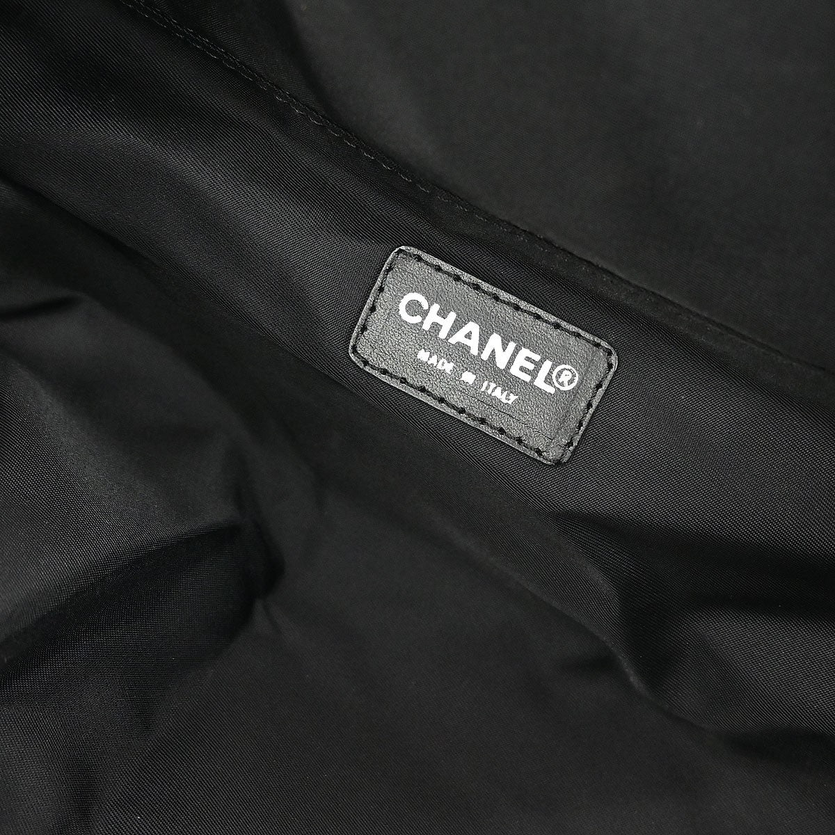 Chanel Travel Line Barrel Bag Nylon Black Nylon Handbag (Pre-Owned)